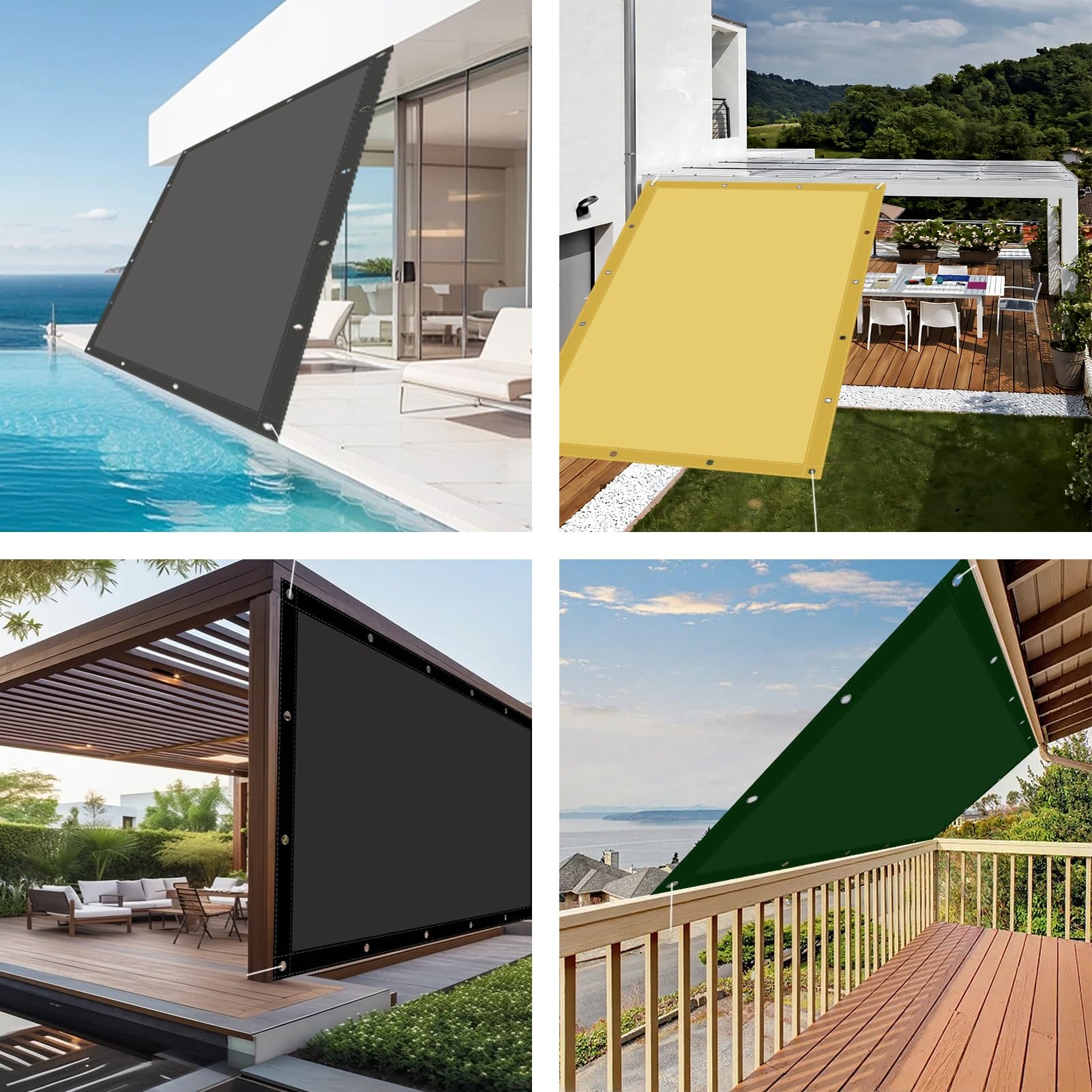 Żagiel prostokątny 330 x 390 cm, ochrona przed promieniowaniem UV, prostokątny żagiel przeciwsłoneczny, bez wiercenia, do ogrodu, na taras, balkon, jasnoszary