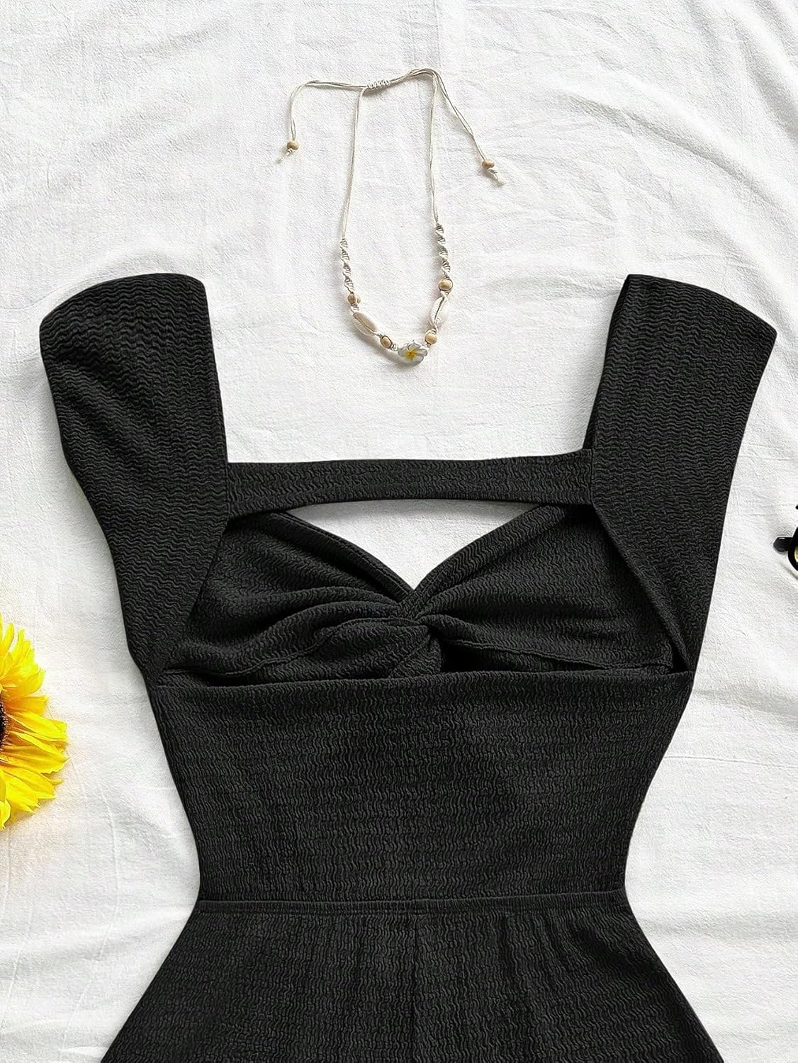Rompers for Women Summer 2026 Knit Striped Front Neck Backless Jumpsuit, For Party Afternoon