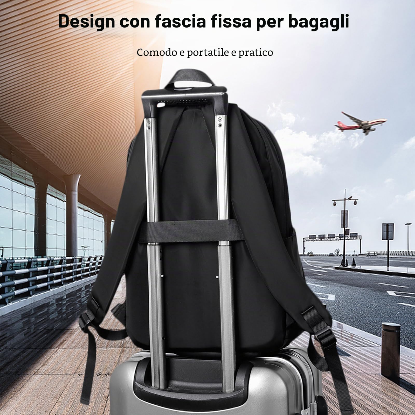 Fandaare Zaino Casual per Uomo - Elegante Porta PC Borsa da Viaggio da Scuola per Laptop Nero