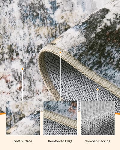 Miniatura 7 de Alfombra de área de 6 x 9 pies, diseño moderno abstracto, lavable a máquina, con parte trasera antideslizante, resistente a las manchas, alfombra de