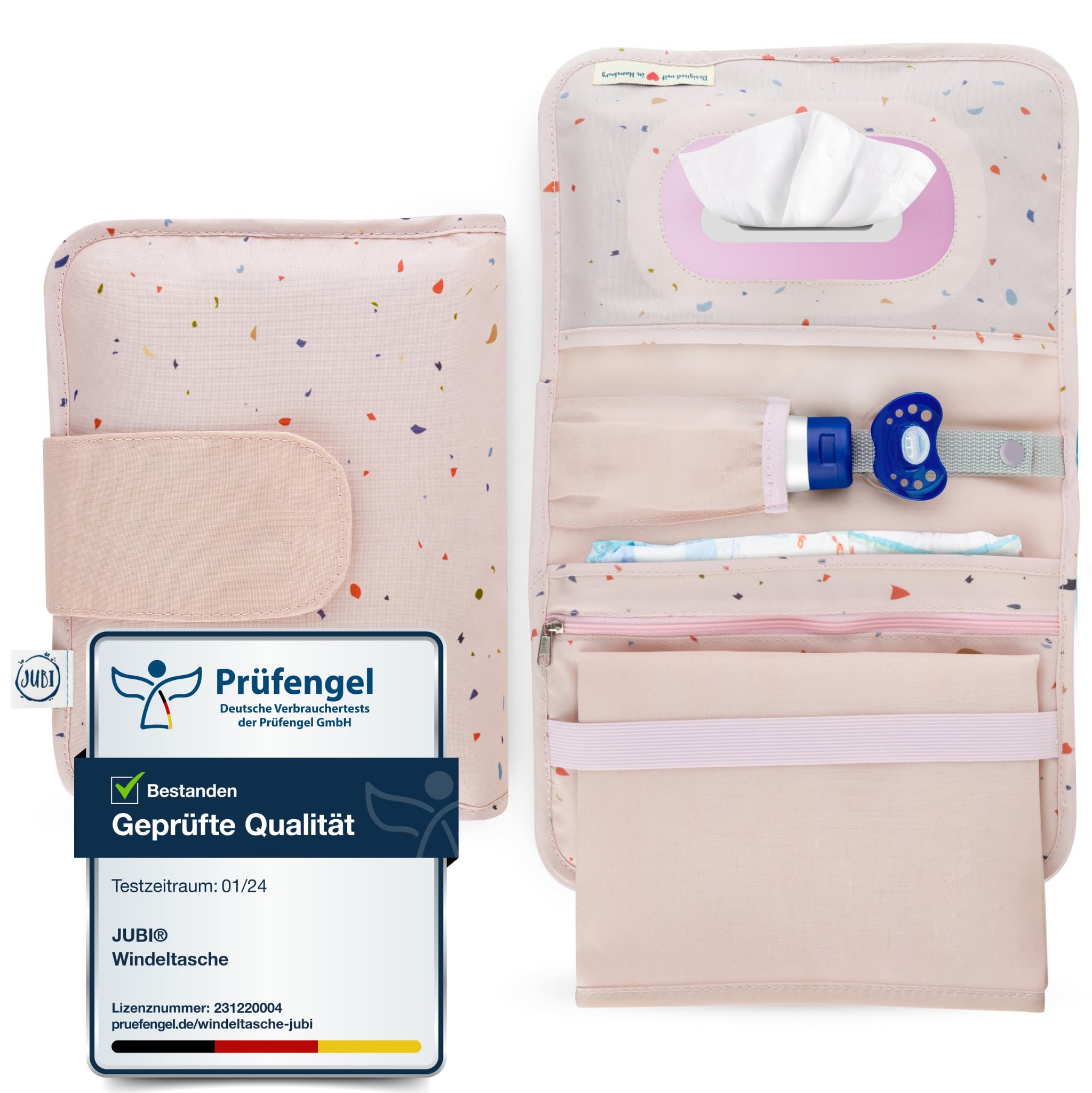 Jubi® Borsa cambio neonato con fasciatoio portatile – Compatta, grande capacità, organizer pannolini ideale per viaggio e passeggino