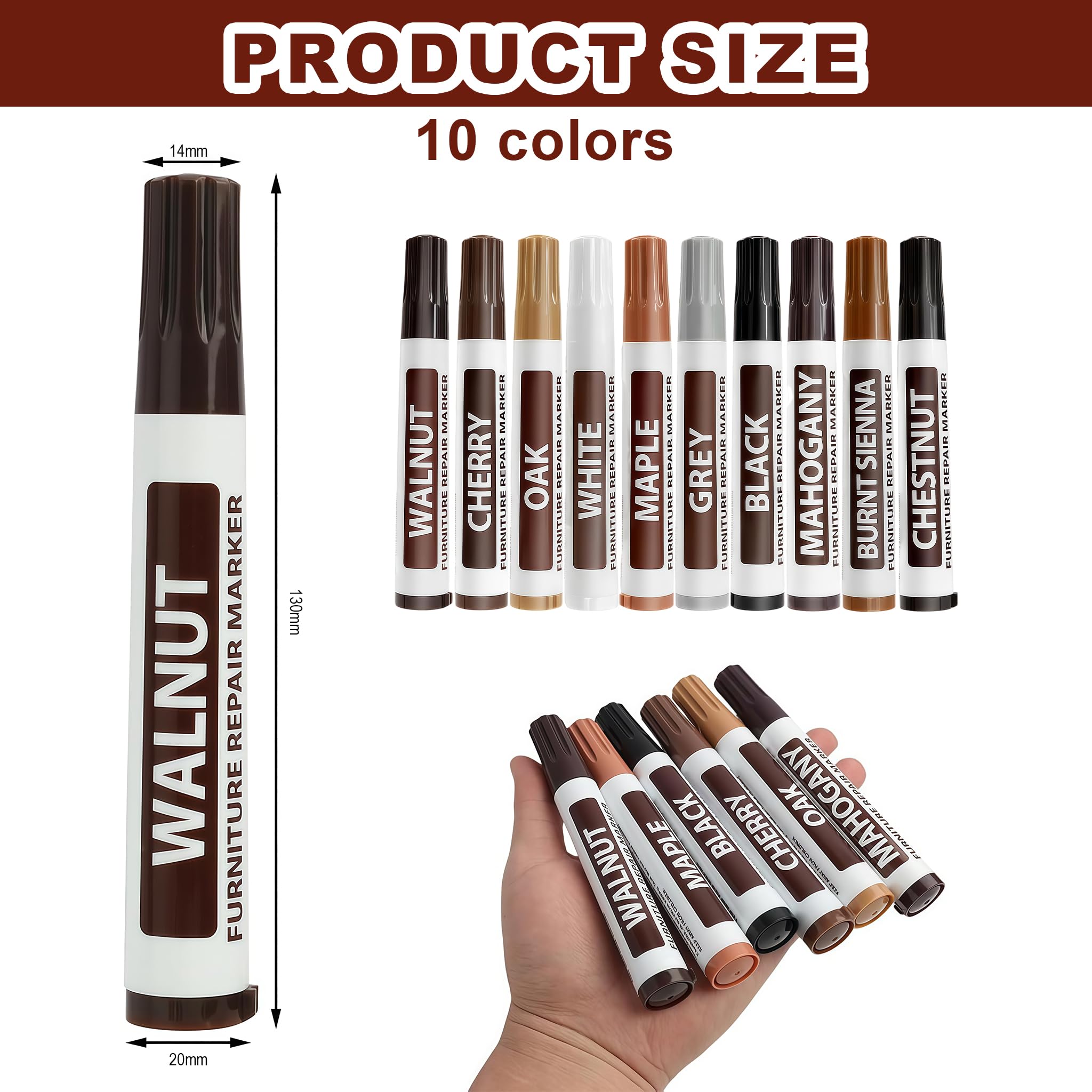 Kit di 10 matite Cera per Riparare Graffi e Macchie sul Legno. Include Colori Legno e tonalità Neutre. Ideale per Pavimenti, mobili e tavoli.