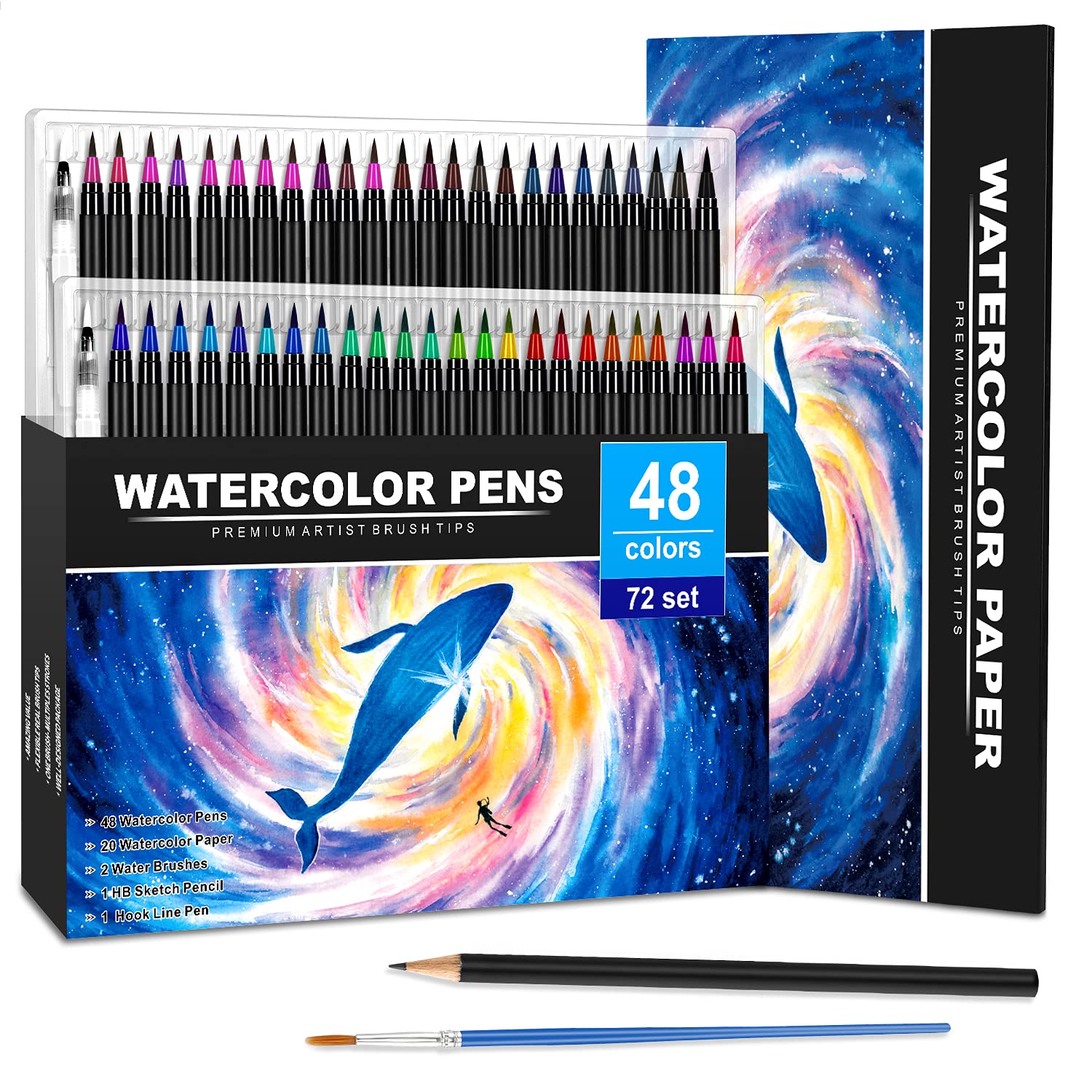 Buy RATEL Real Brush Pens Set Include 48 Watercolor Pens with 20