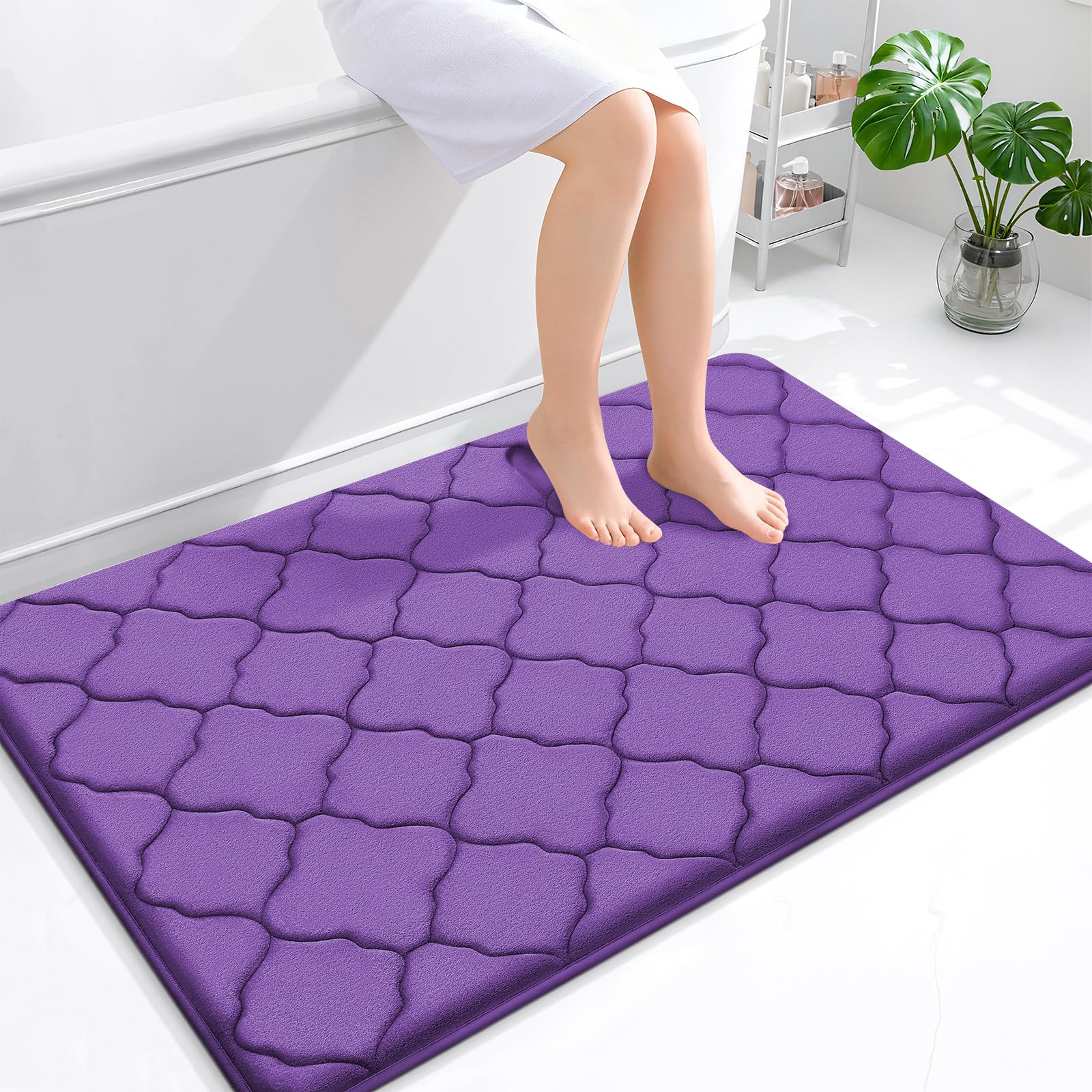 OLANLY Memory Foam Bath Mat Rug 47x32, Ultra Soft and Absorbent Bathroom Rugs, Non-Slip, Comfortable, Machine Washable Bath Carpet for Bathroom Floor,