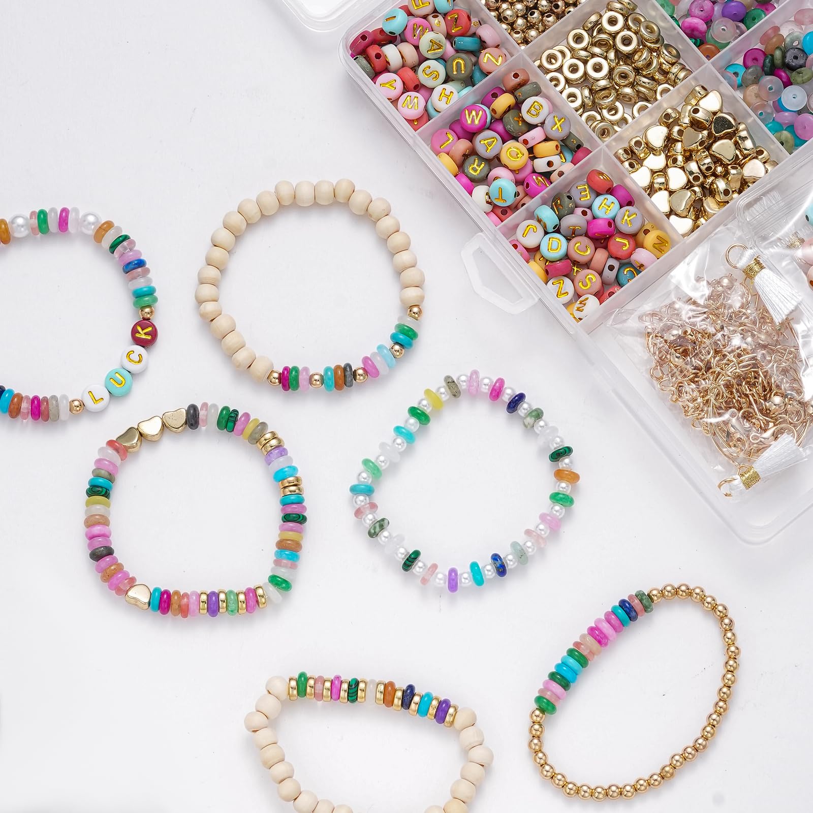 Xylise Kit per la creazione di braccialetti fai da te per ragazze, kit per la creazione di gioielli con perline, kit per braccialetti dell'amicizia con lettere, perline per la creazione di gioielli