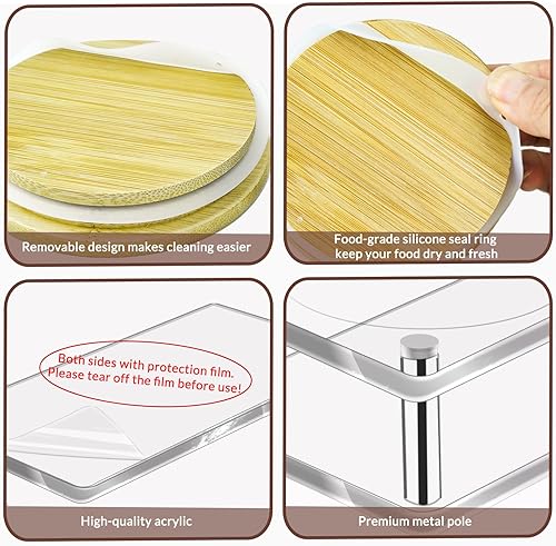 Miniatura 3 de Contenedores de café de vidrio con estante acrílico, 2 recipientes de almacenamiento de alimentos de 44 onzas con tapas herméticas para cocina,