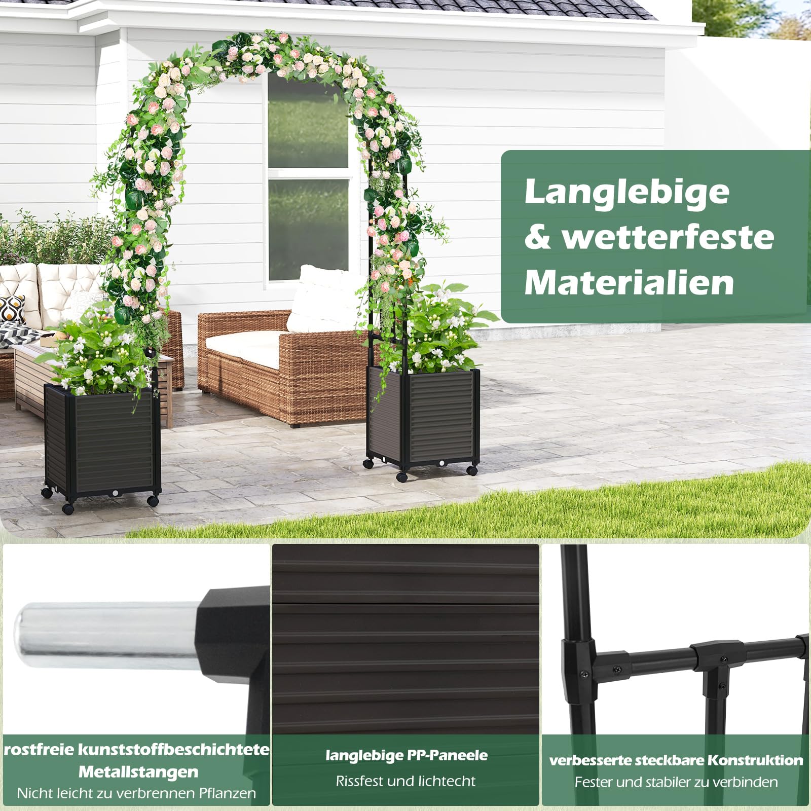 GOPLUS Rozenboog van metaal, tuinboog voor klimplanten, poortboog met