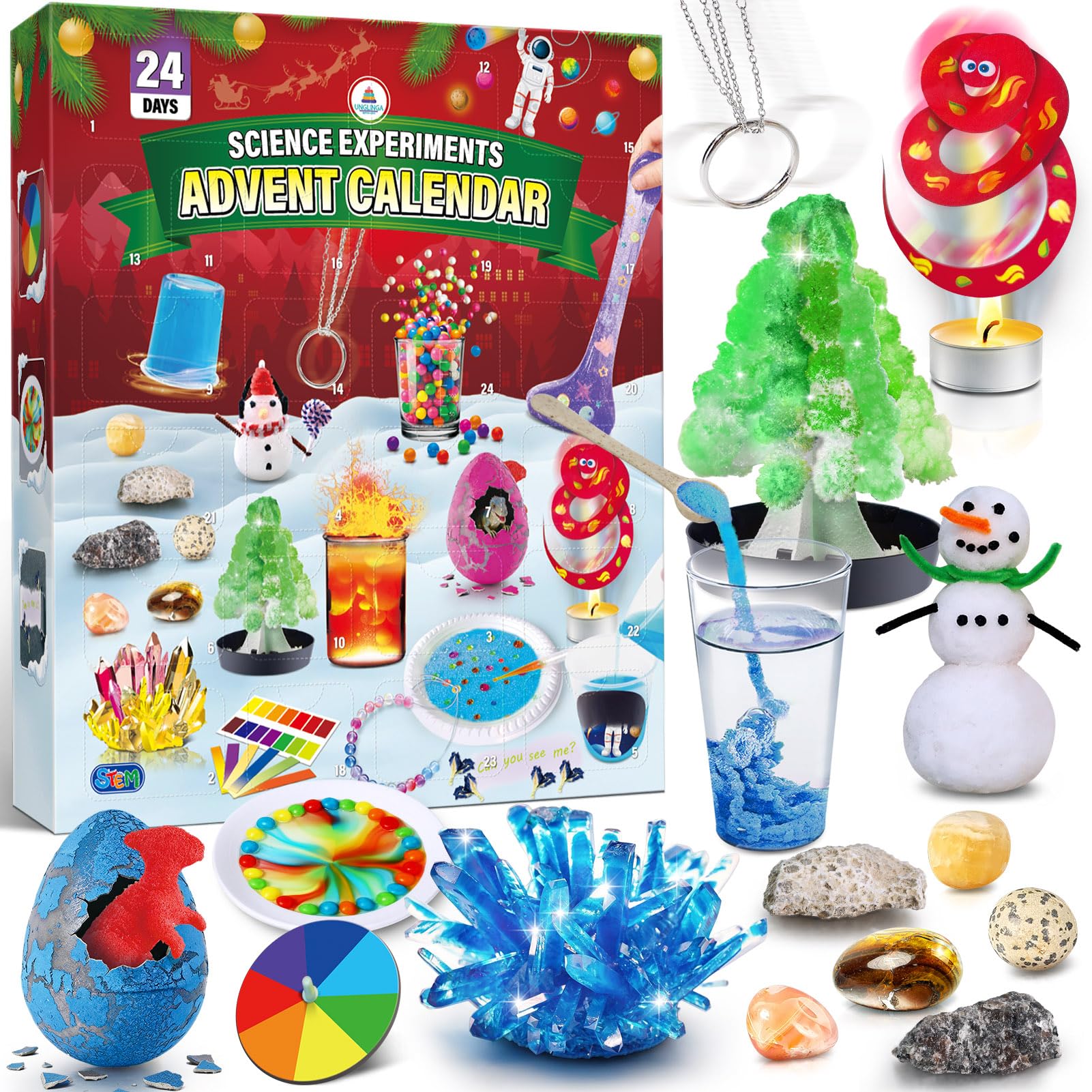 UNGLINGA 2026 Science Advent Calendar for Kids, 24 Days Experiments