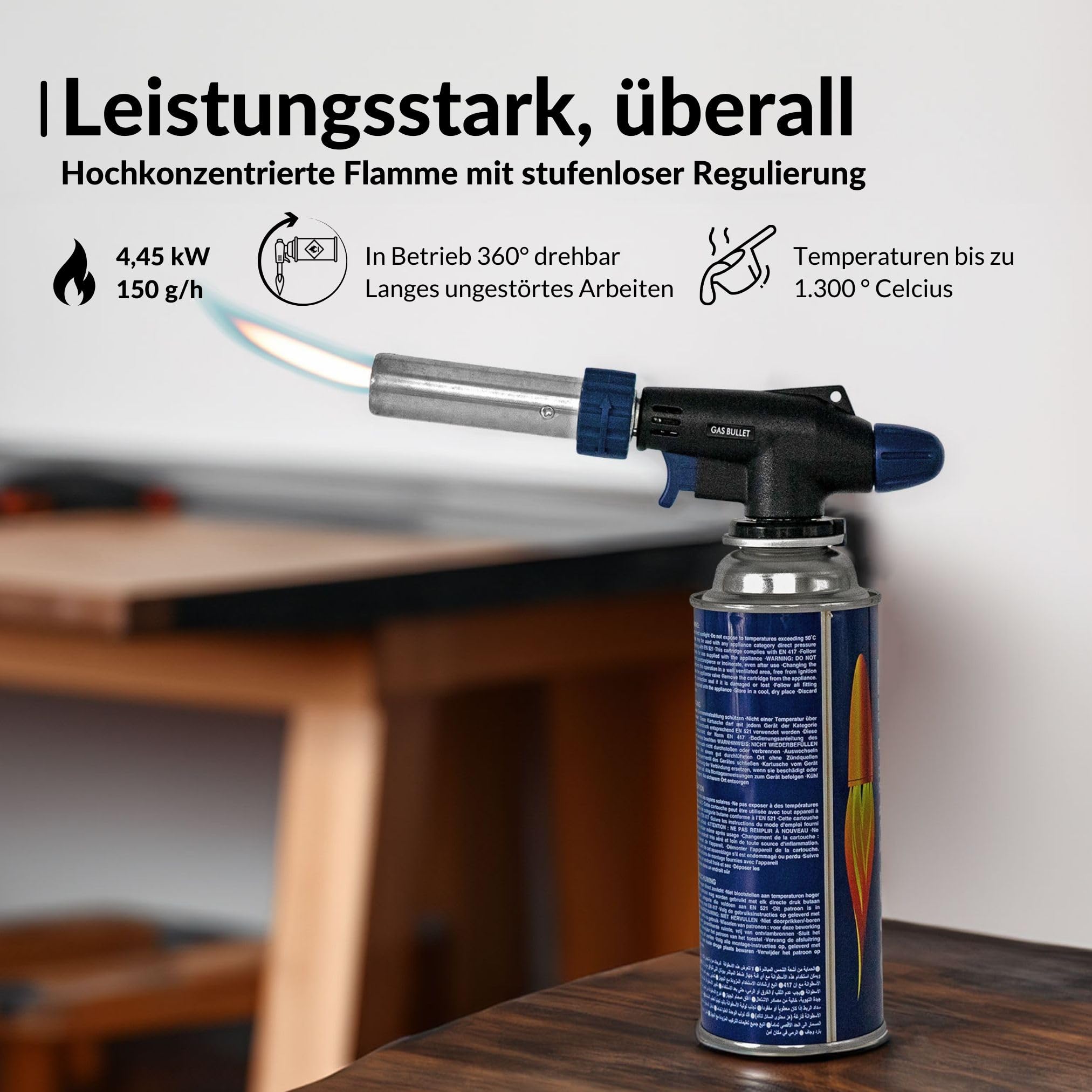 Lötbrenner 360° für Unkrautbrennen, Löten, Flambieren, DIY Projekte | geeignet für Bajonett Ventil Kartuschen (227g) | Schweißbrenner, Bunsenbrenner (Lötbrenner + 28 Kartuschen)