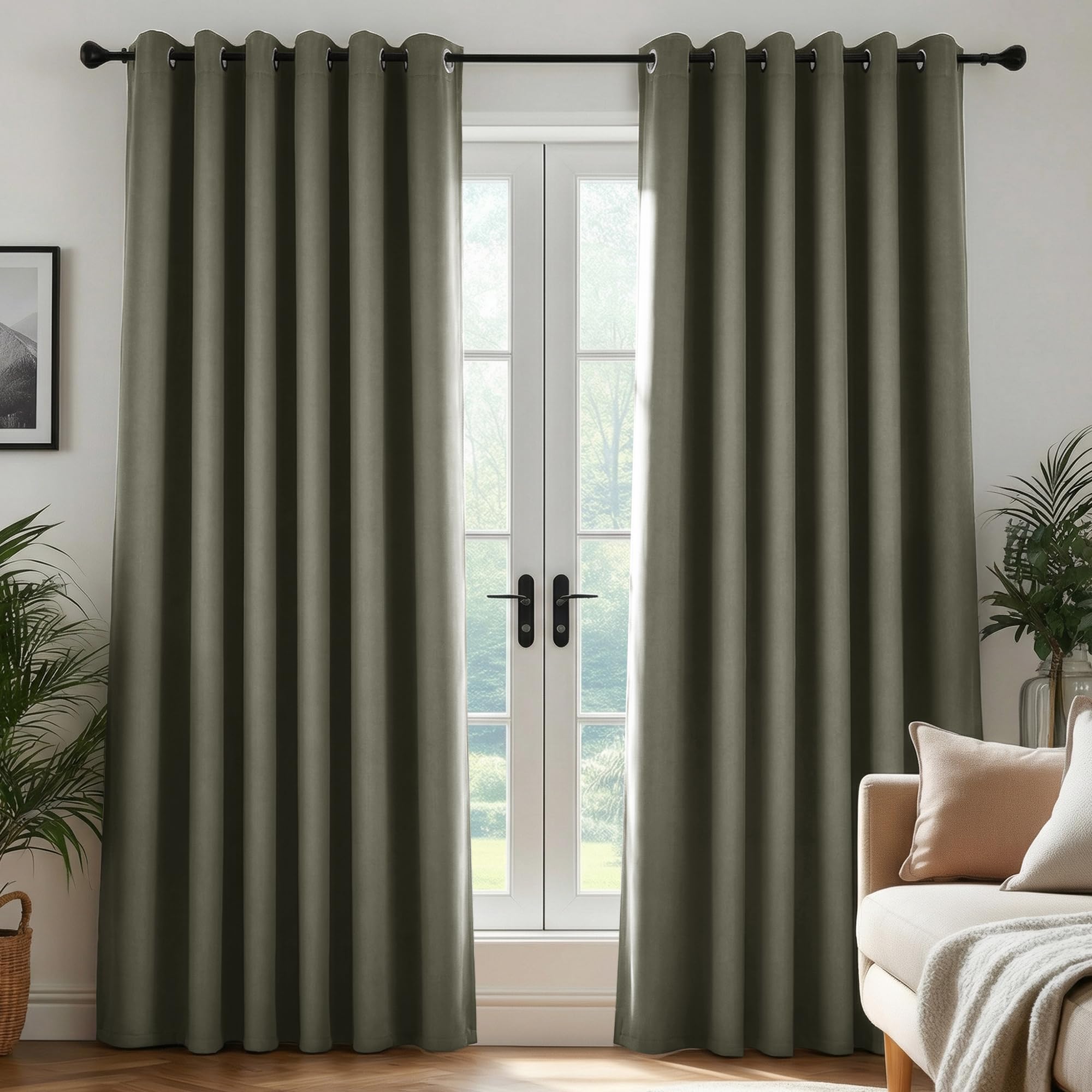 Deconovo Blickdichte Gardinen Ösen Vorhänge Blackout Curtain Verdunkelungsvorhang gegen Kälte Thermogardinen für Wohnzimmer Schlafzimmer 2er set