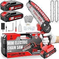 Tomyvic 6-Inch Cordless Mini Chainsaw - Battery Powered Handheld Chainsaw for Tree Trimming, Branch Cutting & Yard Pruning
