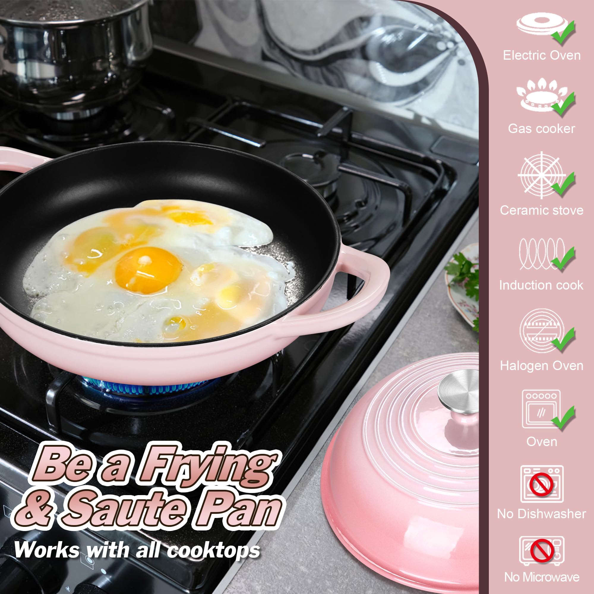 Pink Enameled Dutch Oven - Perfect for Bread! -6