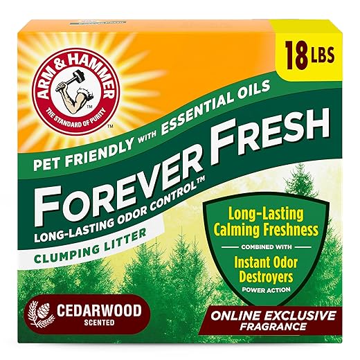 Arm & Hammer Forever Fresh Clumping Cat Litter Cedarwood, MultiCat 18lb, Pet Friendly with Essential Oils