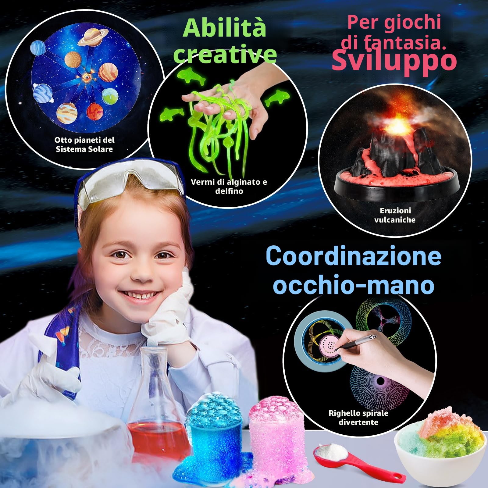 UNGLINGA 250+ Esperimenti Kit Scientifici per Bambini, Set di Chimica, Vulcano, Progetto Scienza Giocattoli STIM per Ragazzi Ragazze Apprendimento Regali Educativi Set