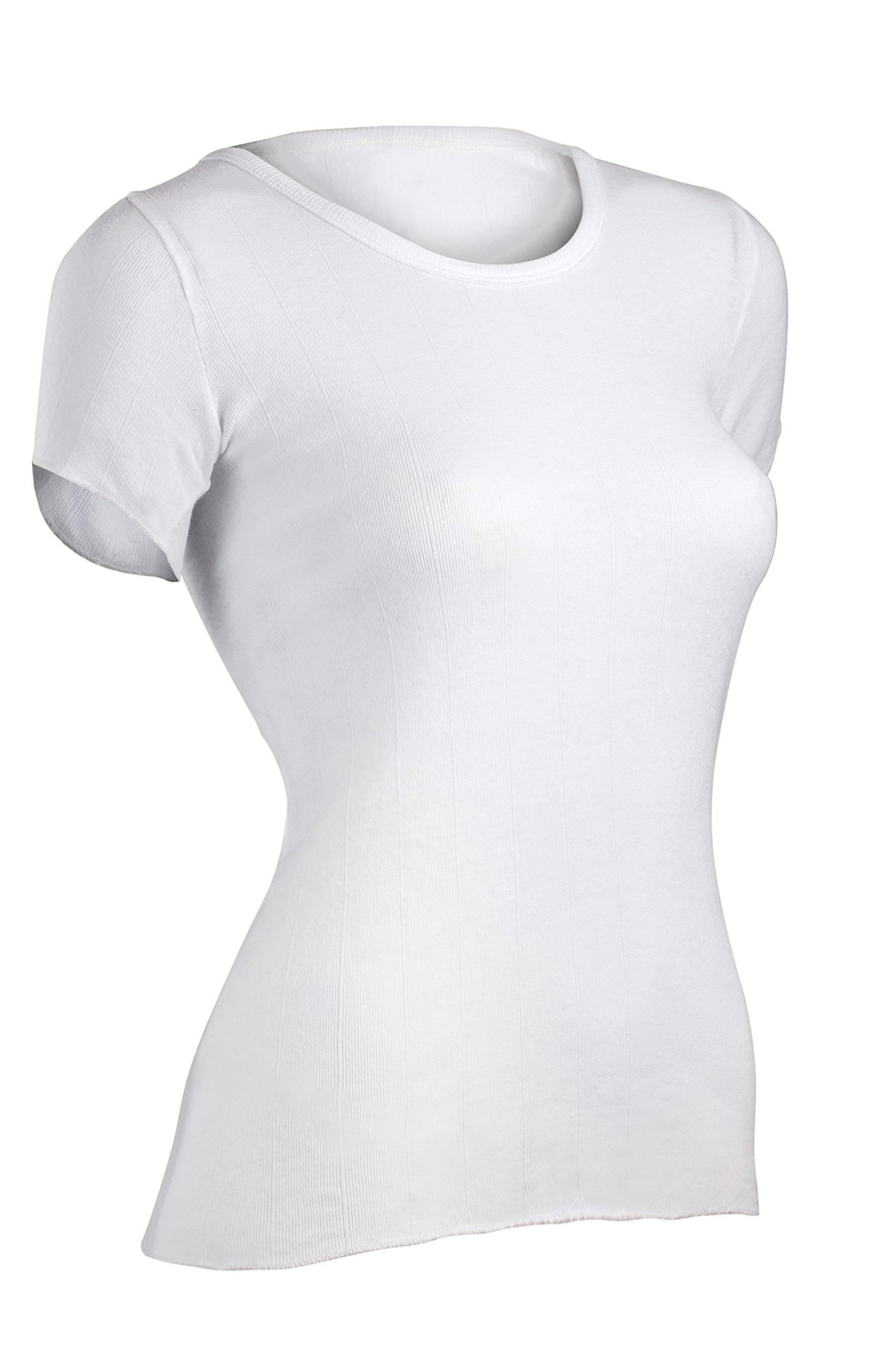 Indera Womens Short Sleeve Vest 100-Percentage Cotton 1x1 Rib 3-Pack