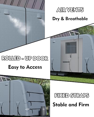 Miniatura 5 de Cubierta de remolque de viaje de alta resistencia, extra gruesa, impermeable y anti-UV, panel superior de 6 capas, cubierta reforzada a prueba de