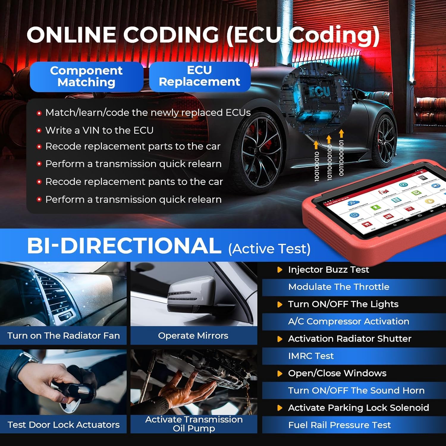 LAUNCH X431 PROS V5.0 OBD2 Diagnosegerät 2024 Aktualisierung, mit 37+ Sonderfunktionen, bidirektionale Steuerung, ECU Codierung, IMMO-Service, Personalisierung, Schlüsselprogrammierung