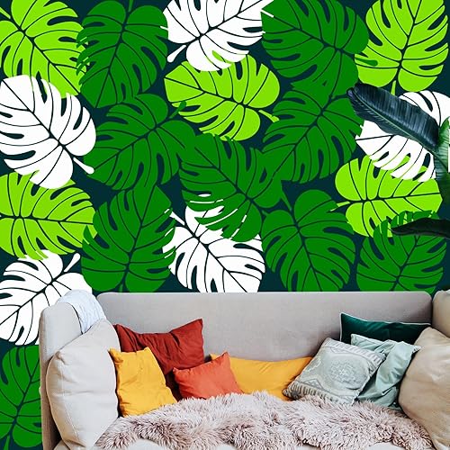 2 plantillas grandes de hoja de palma de 12 x 16 pulgadas para pintar en paredes, plantillas reutilizables de hojas de selva tropicales, plantillas