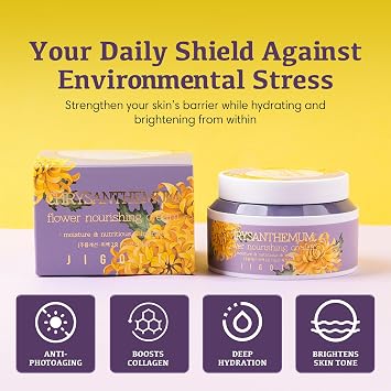 Jigott - Chrysanthemum Flower Nourishing Cream 3.38 FL OZ/ 100ml, K-Beauty Korean Skincare.