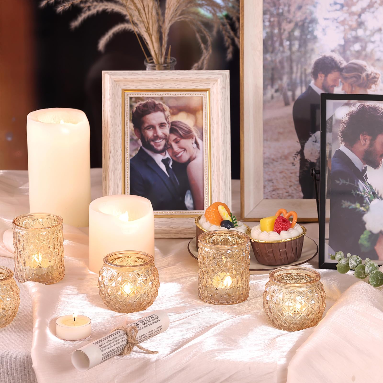 NITIME Lot de 12 photophores dorés assortis bougeoirs mariage décoration fête