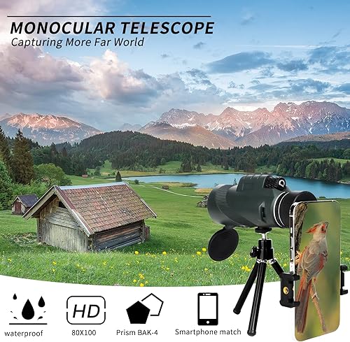 Miniatura 2 de Telescopio monocular de 80 x 100 para teléfono inteligente YSSGYMY Monoculares para adultos, monoscopio compacto de alta potencia, caza, vida