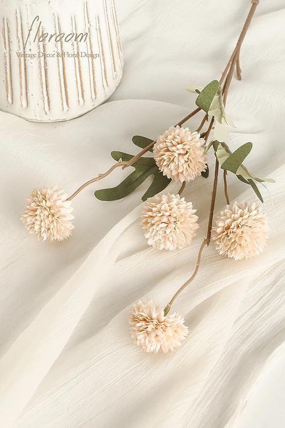 DIY Home Aesthetic: 5pcs Faux Silk Pompon Mums for Wedding Decor