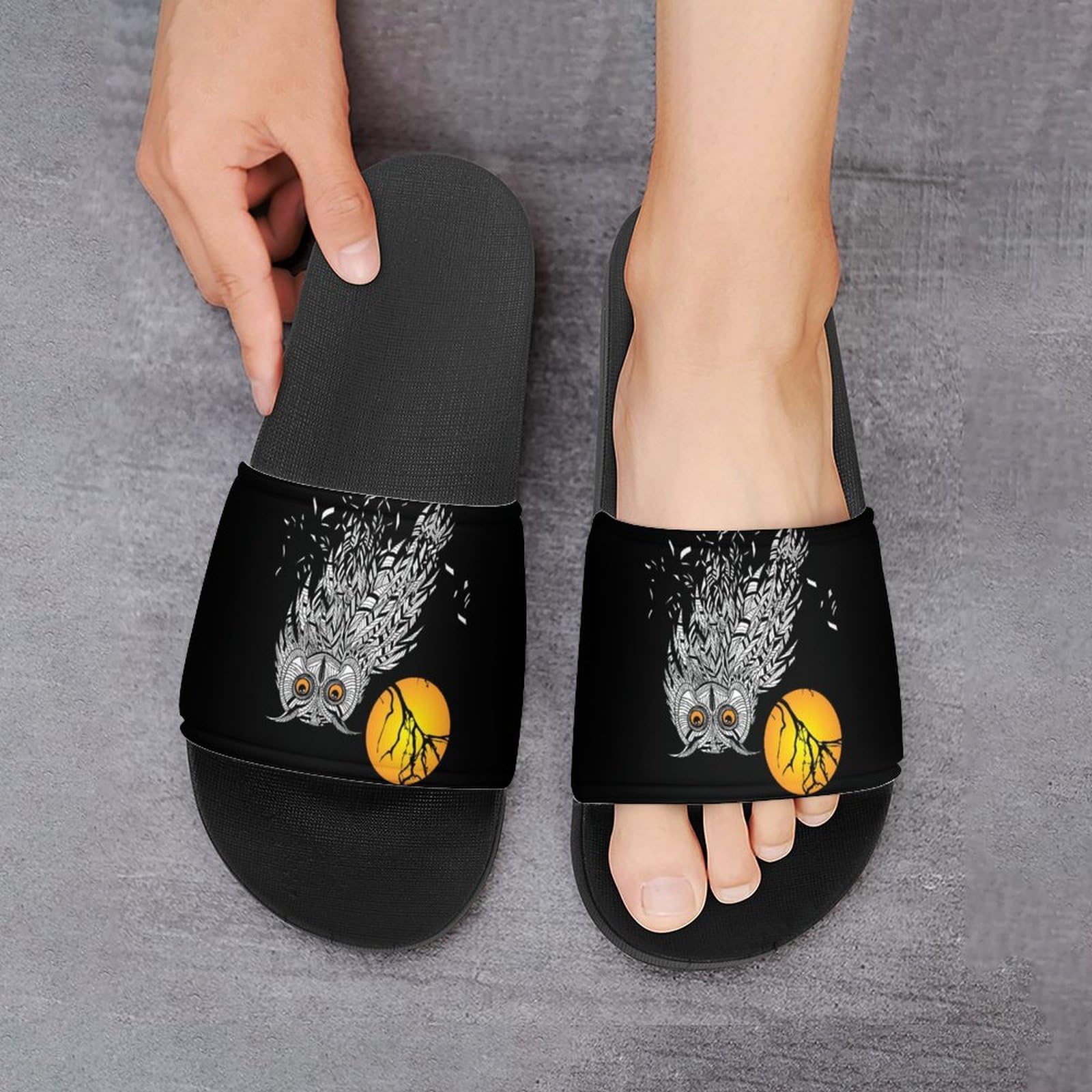 Ciabatte da doccia, a forma di gufo, per uomo e donna, antiscivolo, colore: nero