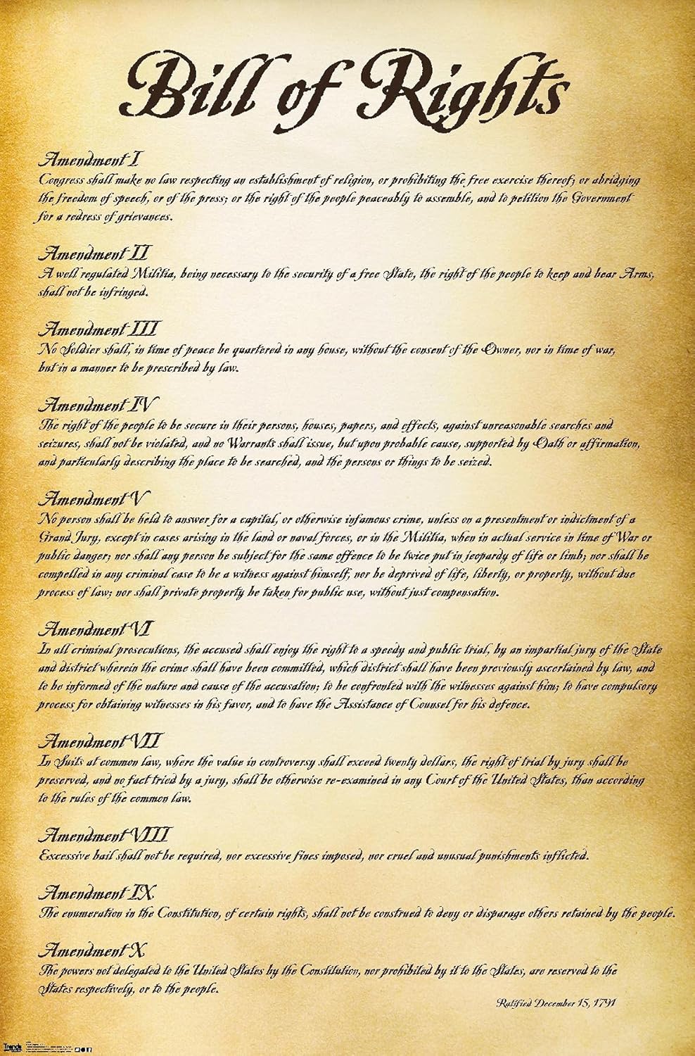 Amazon.com: Trends International The United States of America - Bill of ...