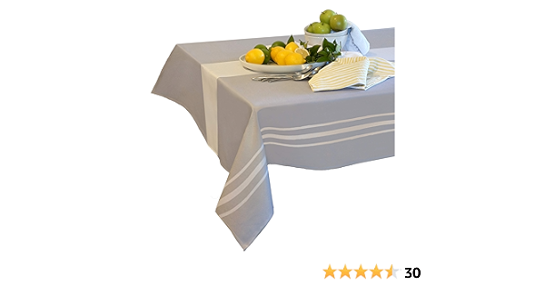 Table Cloths Rectangle 60 X 84 Polyester Fabric Table Cloth For Oval Or Oblong Kitchen Table And As Table Cover For Dining Table Washable Easy Care Gray Tablecloth White Stripe Used Indoor