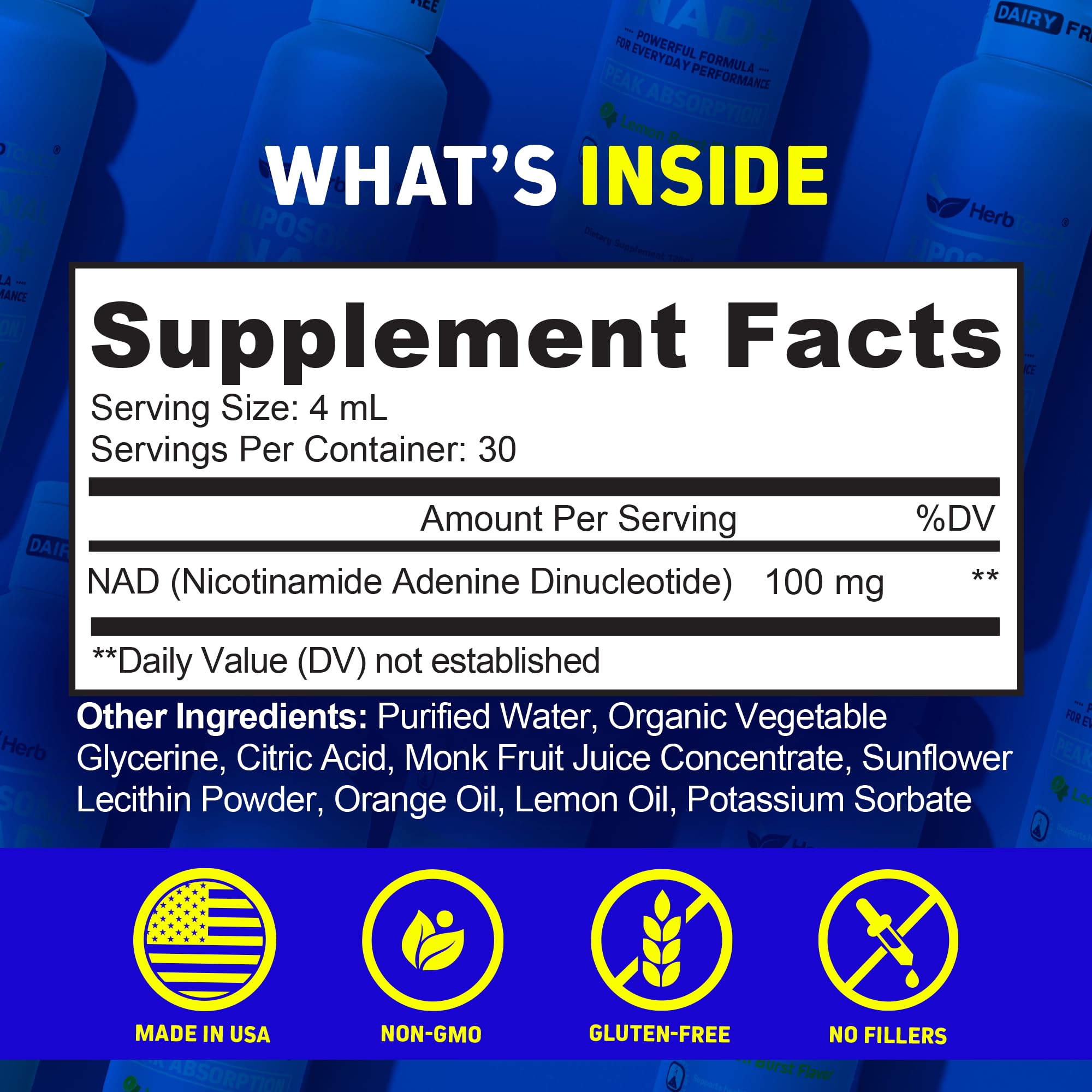 Herbtonics Liposomal NAD+ for Cellular Energy | Supports Healthy Aging, Focus & Metabolism | Liposomal Delivery - Designed for Superior Absorption | 120ML Vegan Liquid Supplement (1 Month Supply) — Amazon image 3
