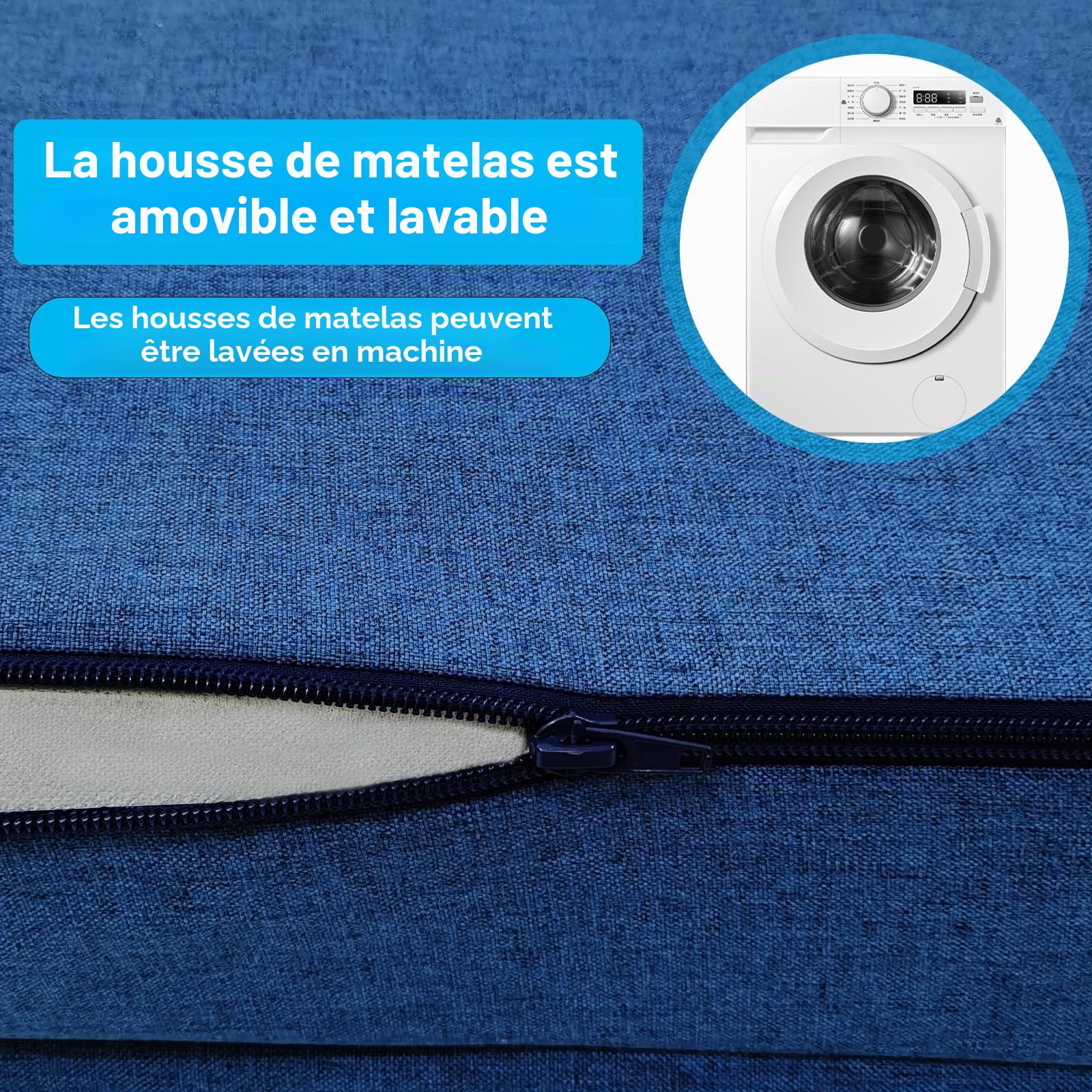 Matelas de véhicule Pliable épais et Respirant, Compatible avec VW T32 T4 T5 T6 T6.1 T7 Multivan California Beach Caravelle et Transporter 186 * 148 * 8 cm, Accessoires de Camping-Car