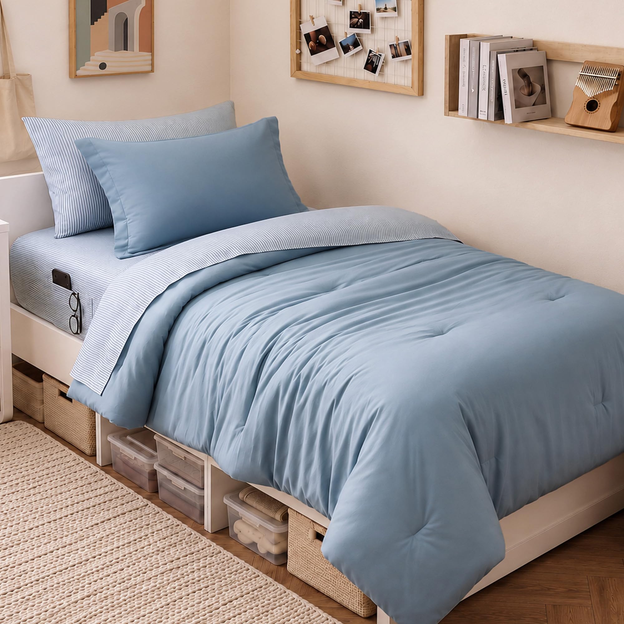 Monbix Twin XL Comforter Set Blue
