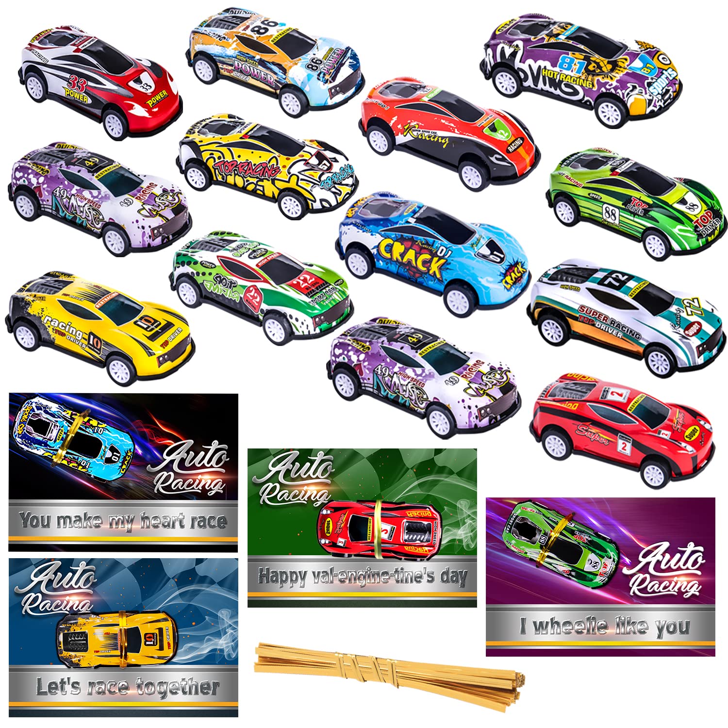 26 Packs Pull Back Cars Valentines Day Gifts Cards for Kids Classroom Gifts for Students School Exchange Valentines Gifts Party Favors for Boys Girls Diecast Toy Cars for Toddlers Children Mini Cars