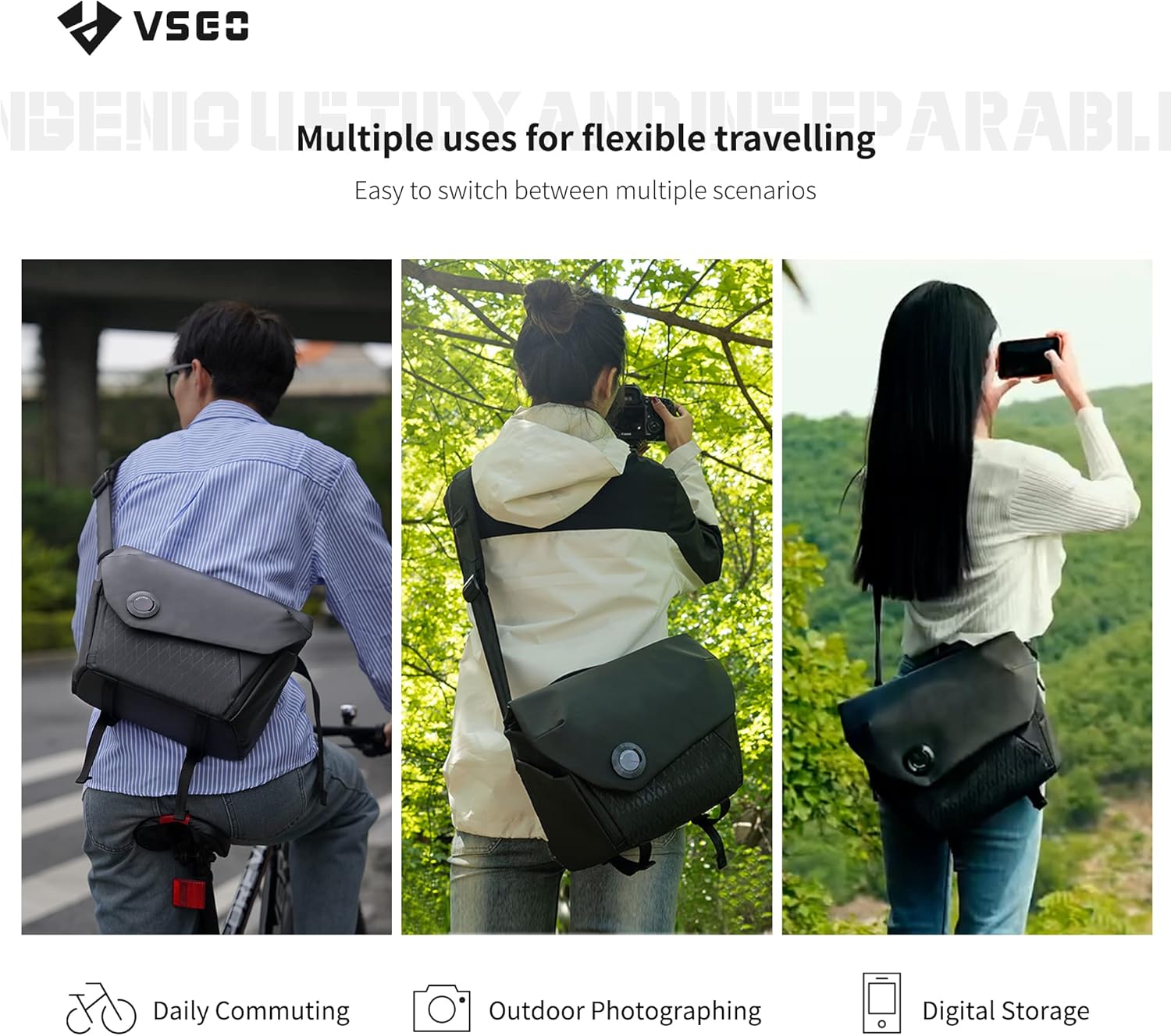 VSGO 6L Waterproof Camera Sling Bag, Single-Shoulder Messenger Bag for DSLR/SLR Cameras, Daily Commute, and Drone Photography - Image 8