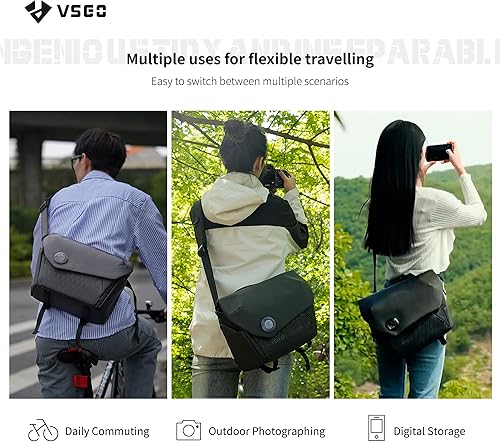 Miniatura 8 de VSGO Bolsa impermeable para cámara de 6L, bolsa de mensajero de un solo hombro para cámaras DSLRSLR, viajes diarios y fotografía con drones