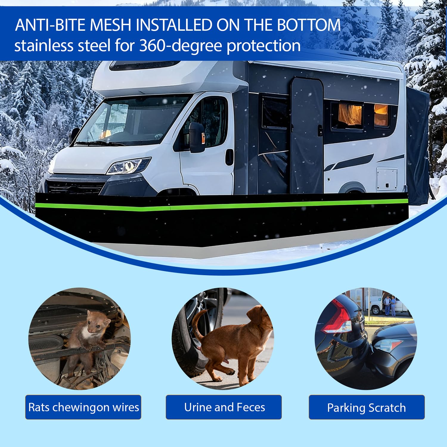 Faldón Exterior para Casa Móvil con Aislamiento, A Prueba de Viento y Nieve, para Remolques de Viaje, Autocaravanas, Invierno 18M/59FT