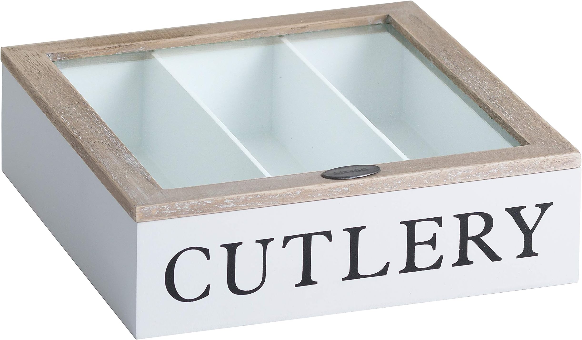 Wooden Cutlery Tray Storage 3 Compartment Box Home Kitchen Decor Organiser