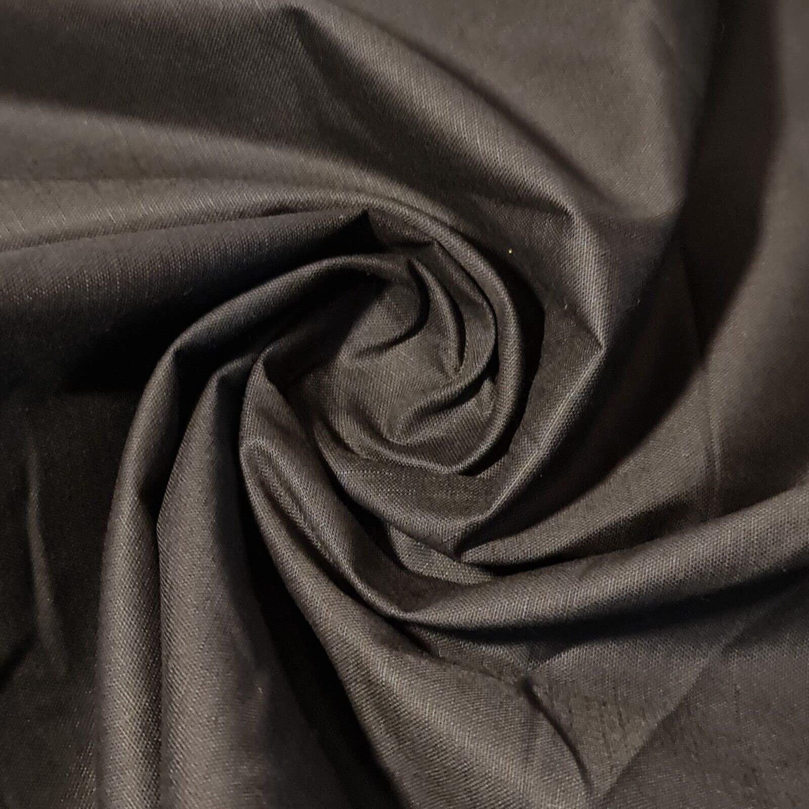 *Clearance* Plain 100% Cotton Linen Fabric Craft Dress Quilting Material 58" (Black #2)