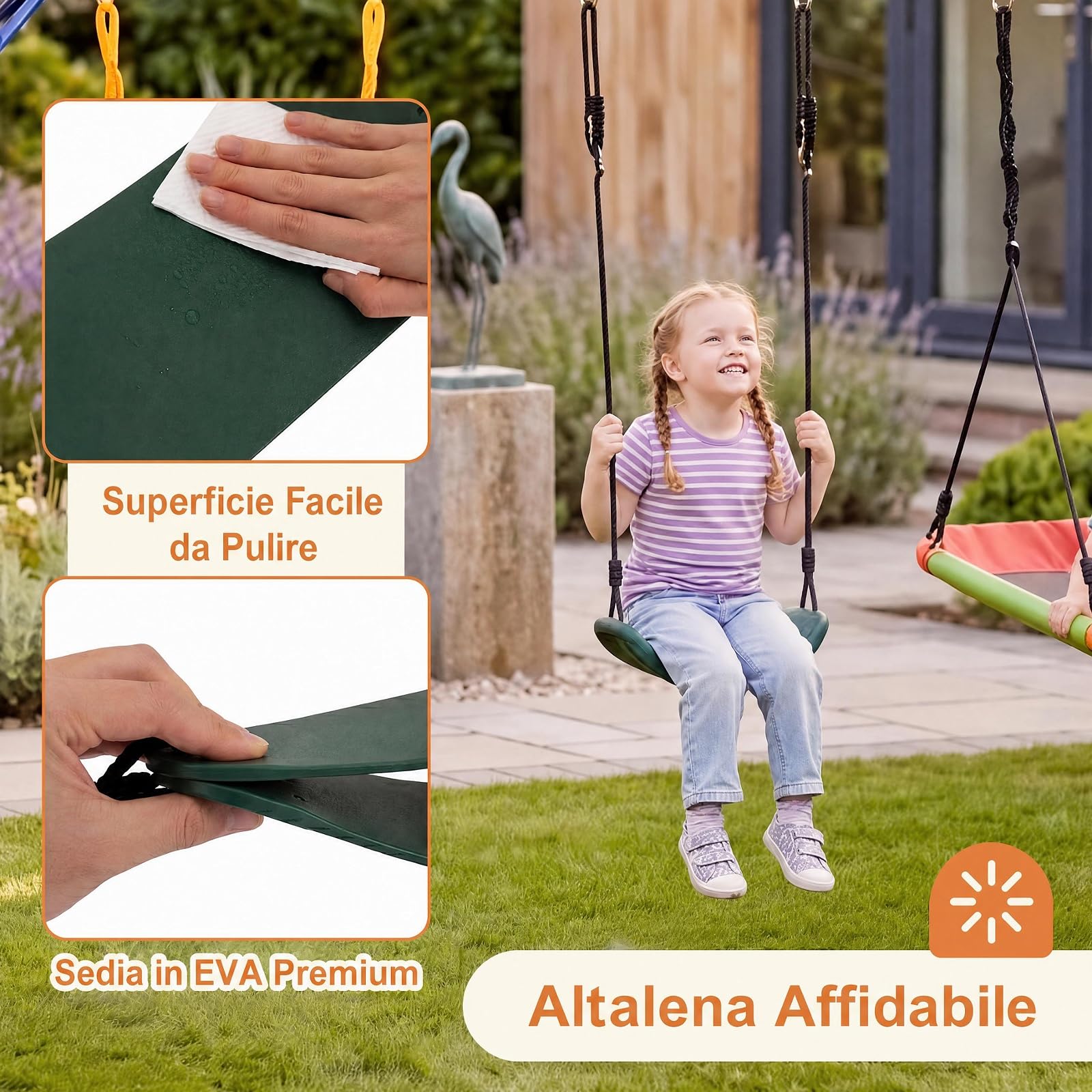 RELAX4LIFE Set di Altalene per Bambini da Giardino, 346 x 182 x 186 cm