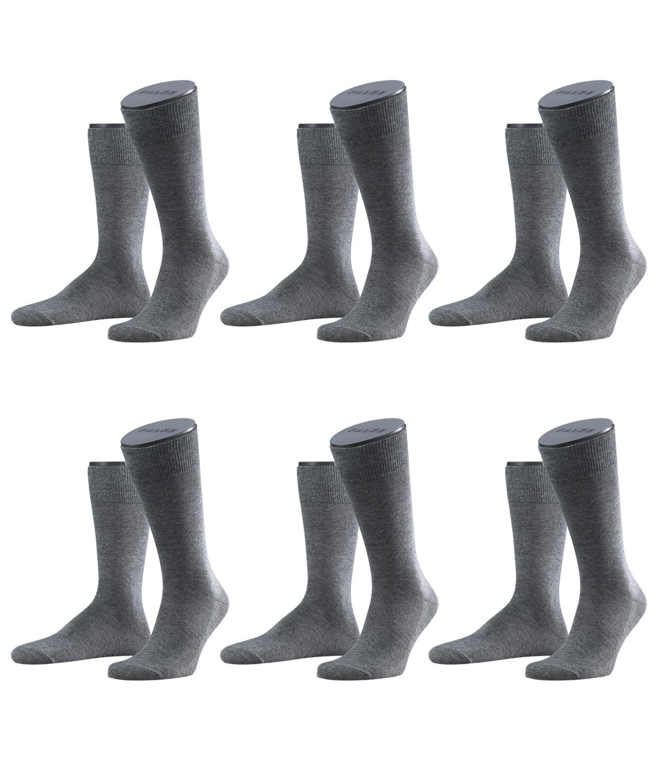 FALKE Herren Family Socken Strümpfe 14645 6er Pack, Sockengröße:43-46;Artikel:14645-3390 grey mel.