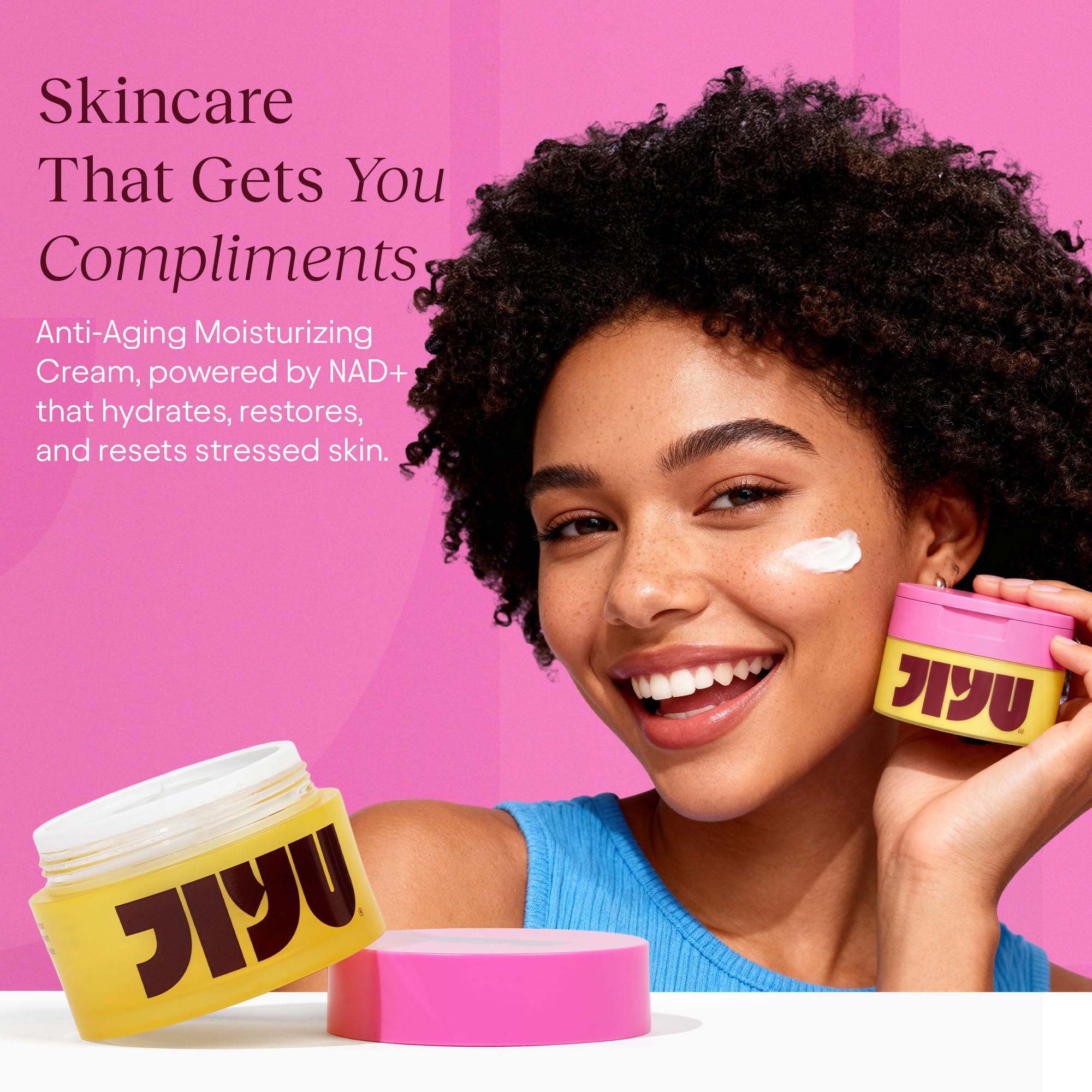 JIYU Korean Skincare Glow Up Bundle – NAD+ Hydrating Face Moisturizer (50 ml) + Toning Toner Pads (100 Count) – Brightening & Hydrating Daily Skincare Routine for All Skin Types