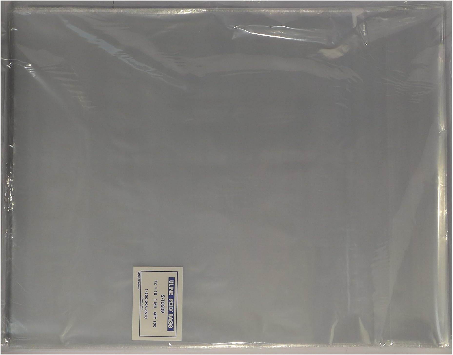 100 - 12 x 15" Poly Clear Plastic T-Shirt / Apparel Bags 1 Mil 2" Back Flap Lock