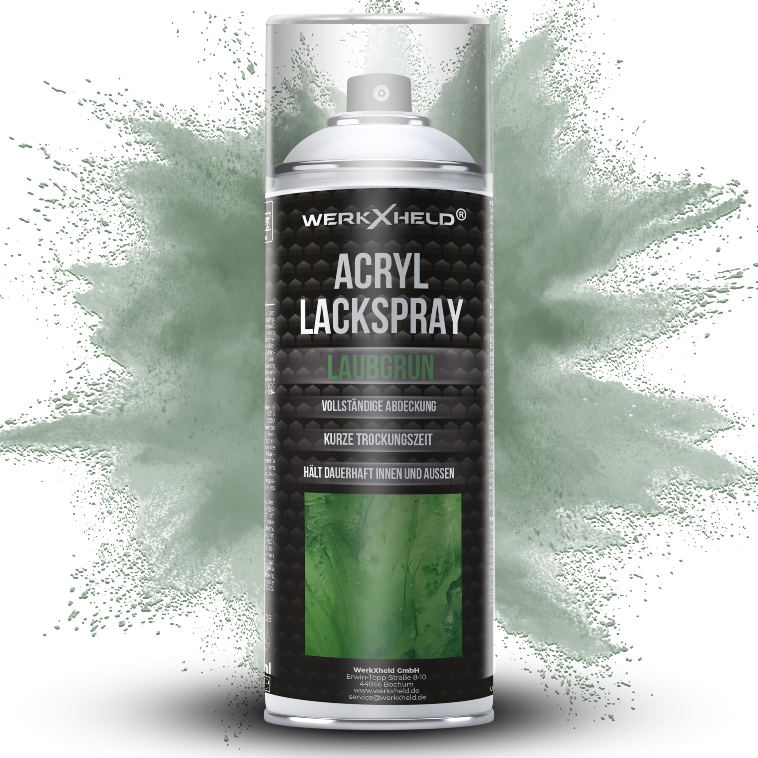WerkXheld Sprühlack 400ml - Hochwertiges Lackspray Laubgrün RAL 6002 Vielseitig anwendbar auf Holz, Metall & Textil, Langlebiger Acryllack Spray