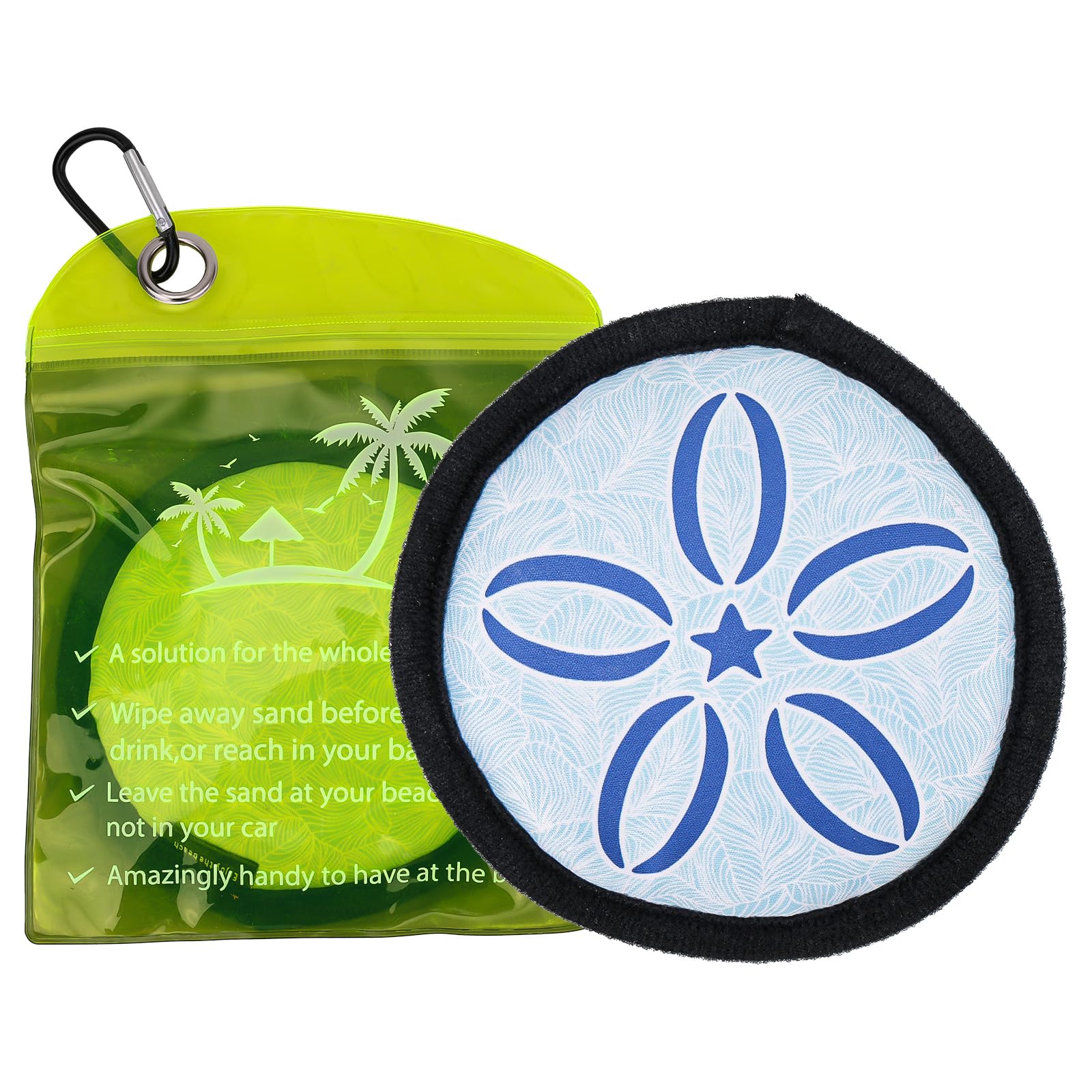 Gosknor Sand Remover for Beach, Portable Sand Removal Bag Wipes Cleaner with Carabiner for Kids Adults Beach Summer Vacation Must-Have Essentials