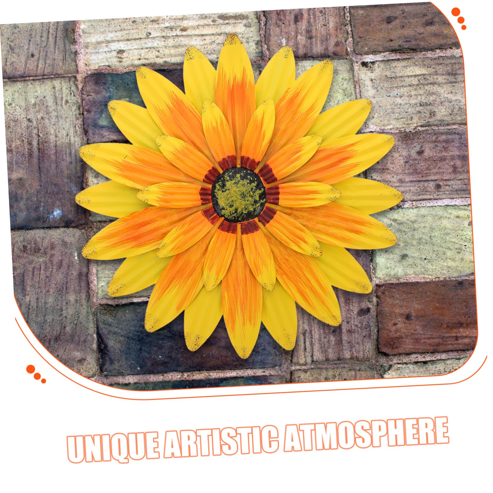 BESTonZON Decorazione Murale Girasole in Metallo 13 Pollici Ferro Giallo