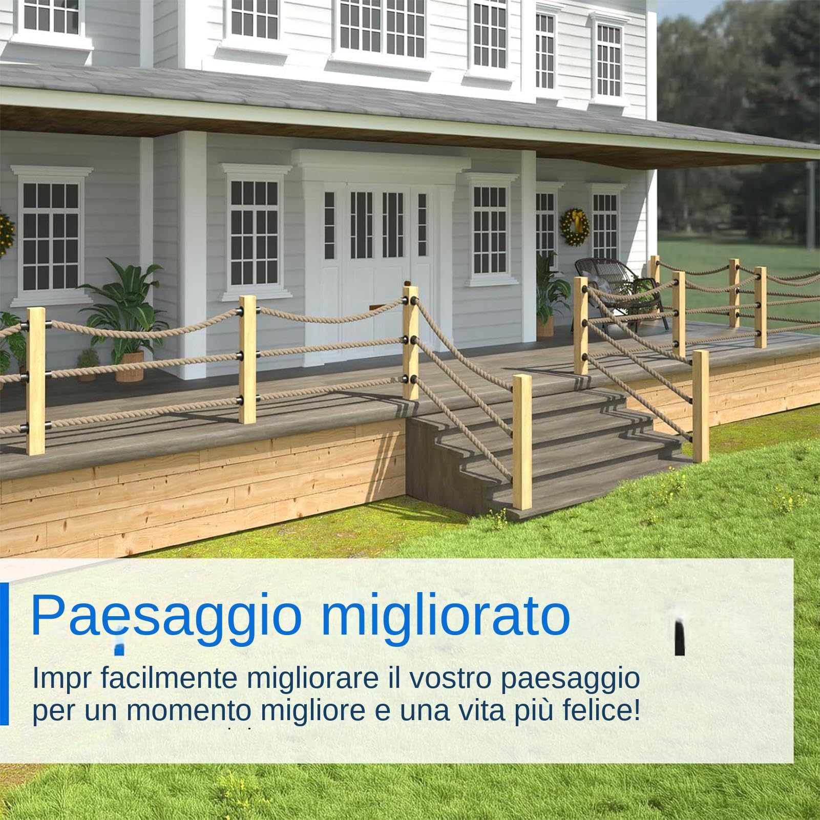 Tappi Terminali per Corde Fissaggio Nero per Carichi Pesanti | Portacorda Con Vite A Croce per fissaggio, supporti, uso esterno, recinzioni, deck, terrazza, giardino
