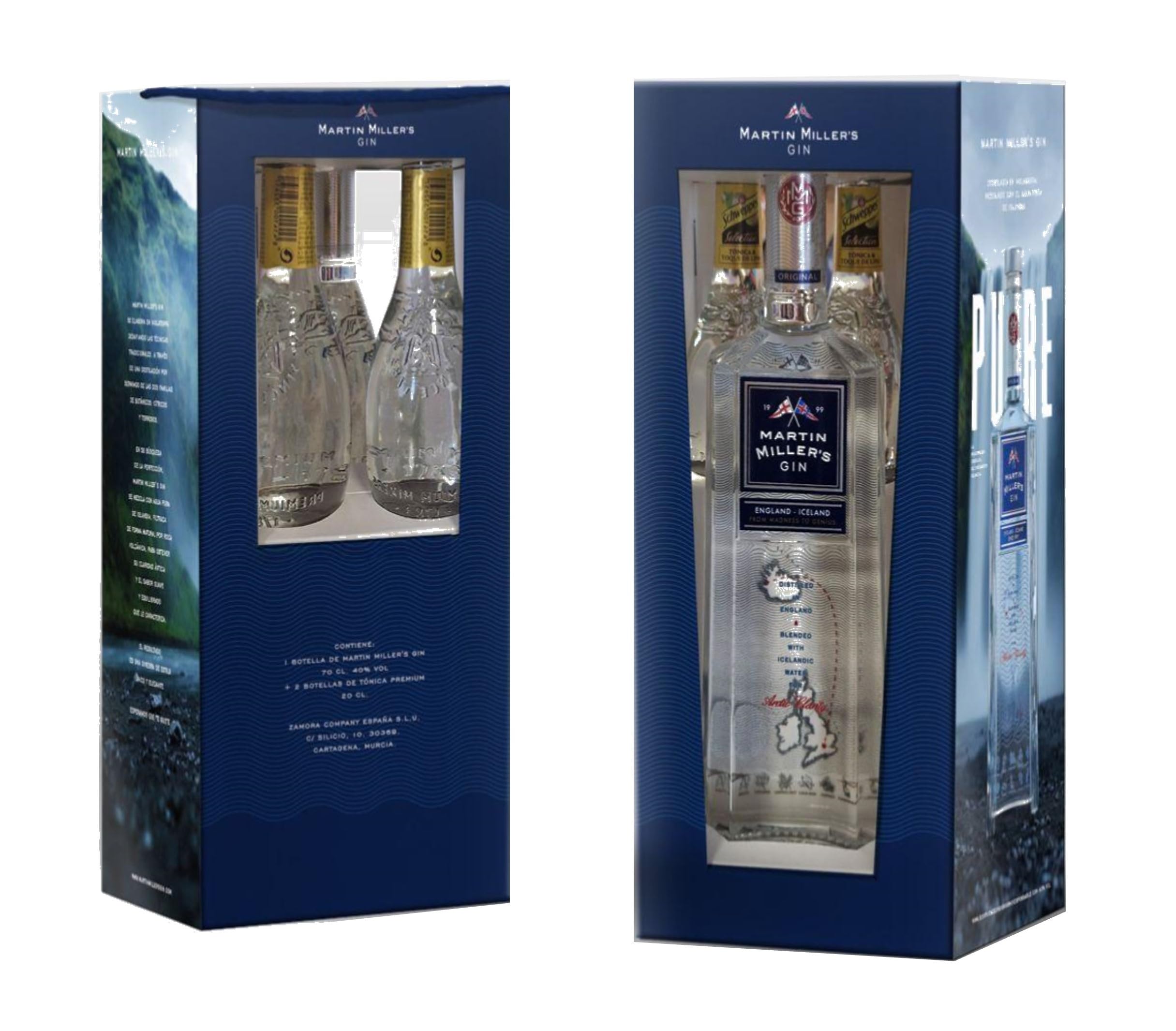Martin Miller's Gin - Pack Exclusivo: Botella de Ginebra 70 ml + 2 Botellines de Tónica de Regalo | Para Regalo, Cócteles y Amantes de la Ginebra