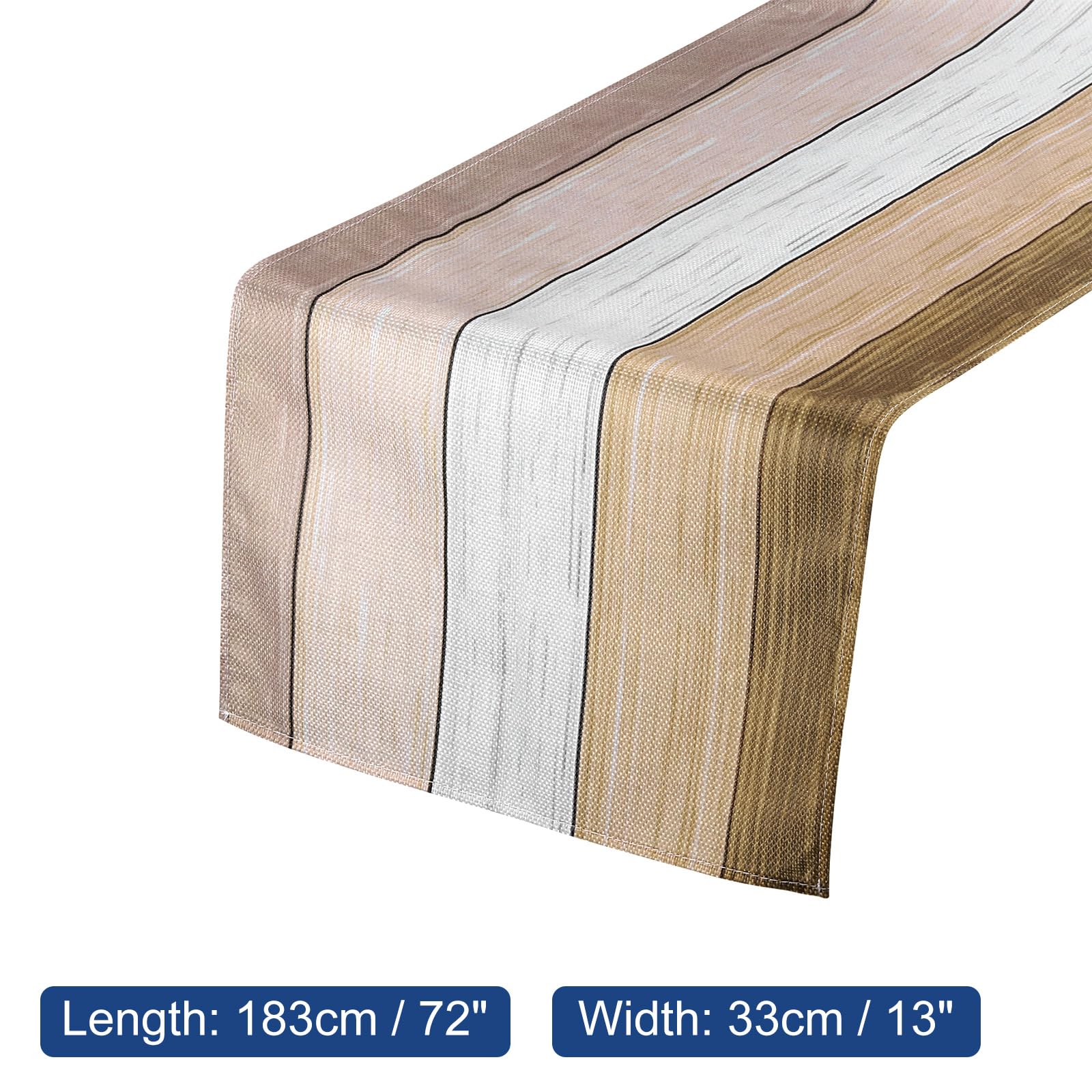 uxcell Table Runner 72" x 13", Retro Cotton Linen Table Runner, Light Brown & Grey, Khaki/Beige/Gray/Yellow/Linen - Image 2