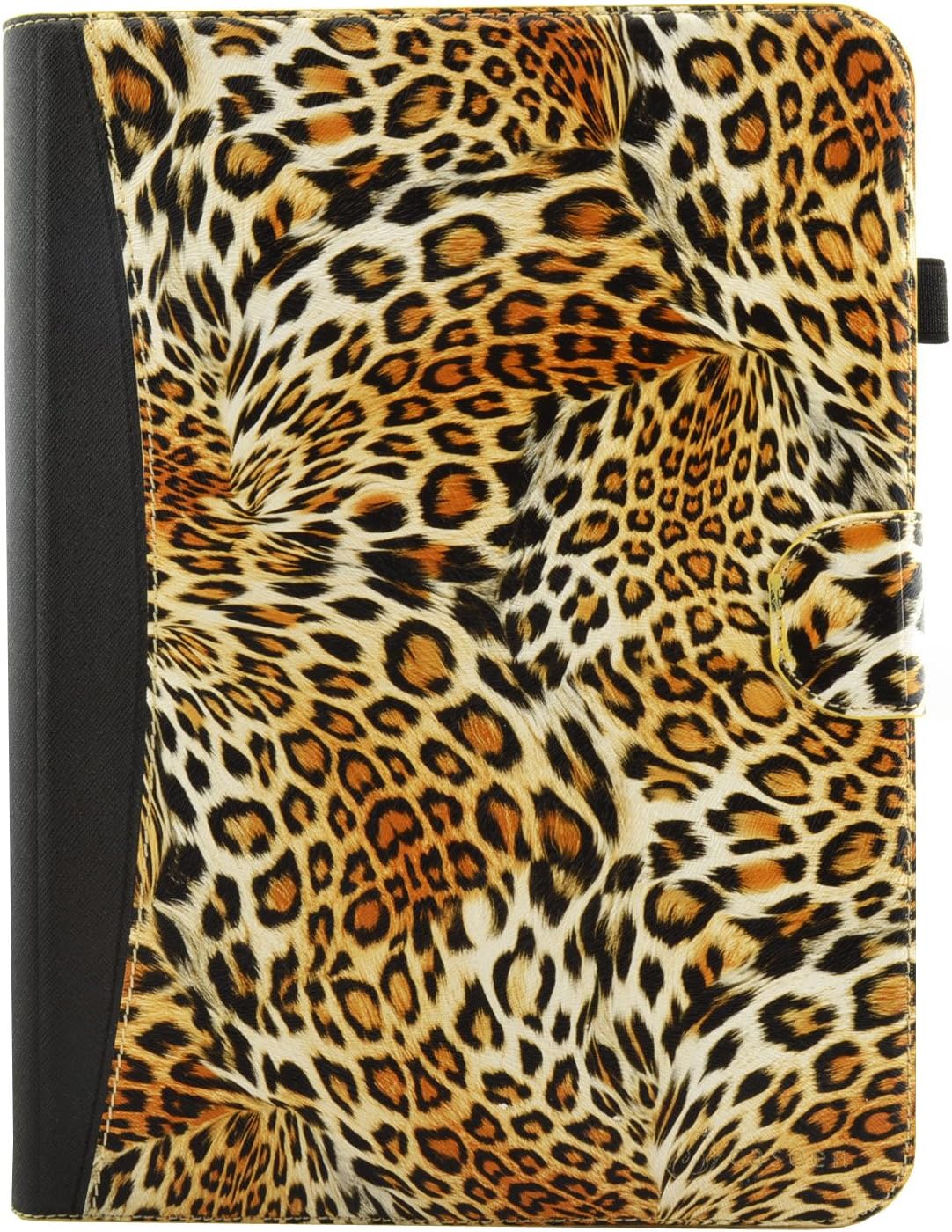caseen Universal Tablet Wallet Case 8.9-10.1 Inch (Leopard/Black) w/Multi-Angle Rotating Stand - Terra 360