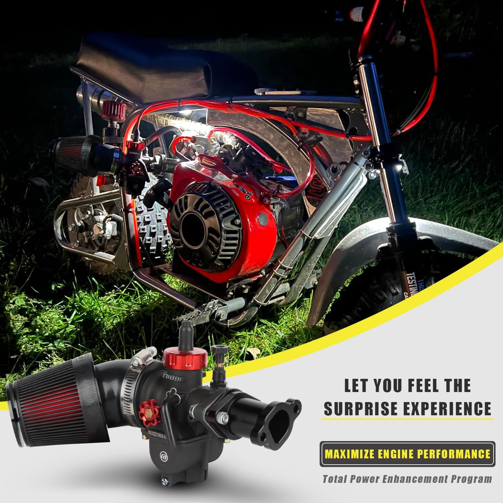 NIBBI Predator 212 - Carburatore PE22 flangia con collettore di aspirazione e filtro dell'aria, adatto per 212 Predator 196 cc, 212 cc, 224 cc, kart, pit bike, ATV, moto